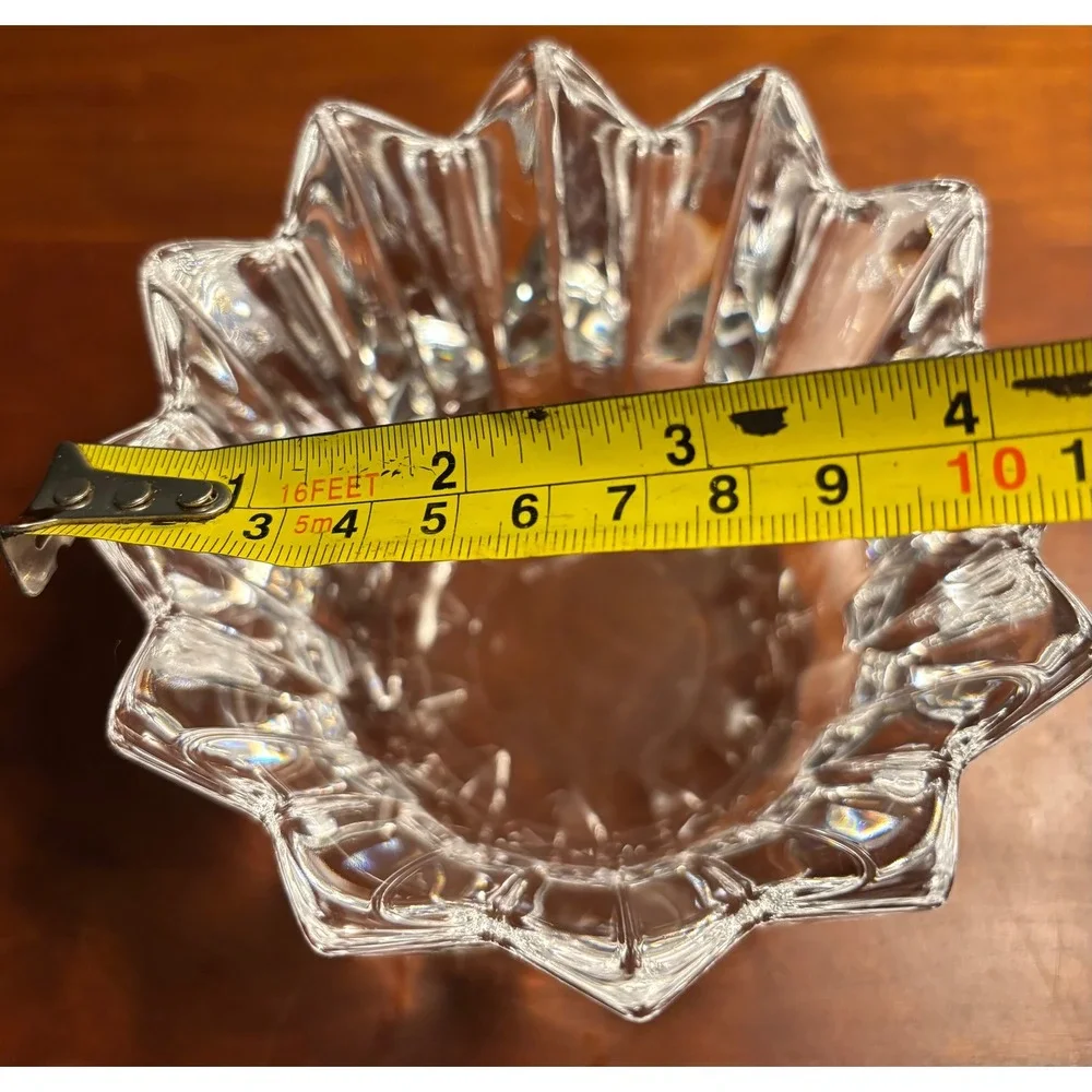 Orrefors Sweden Corona Crystal Bowl Lars Hellsten Signed Scalloped 4.5 inch